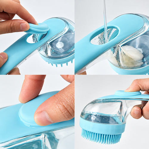 2-in-1 Cat / Dog Bath & Grooming Brush with  Soap Dispenser