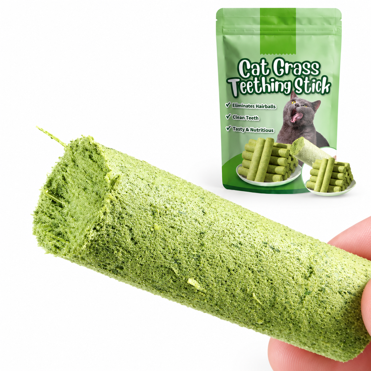 Cat Grass Teething Sticks | Chew Toy & Hairball Support