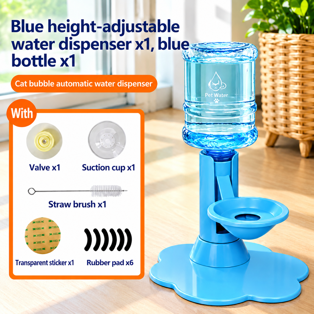 Automatic Gravity Cat Water Dispenser with Adjustable Height