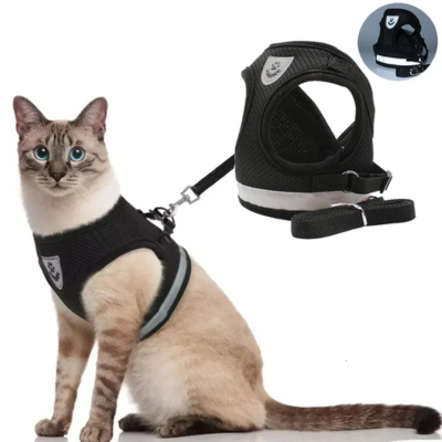 Adjustable Cat Harness & Leash Set  Reflective Mesh Vest