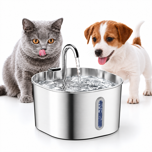 Automatic 2.2L Cat Water Fountain  Stainless Steel Pet Dispenser