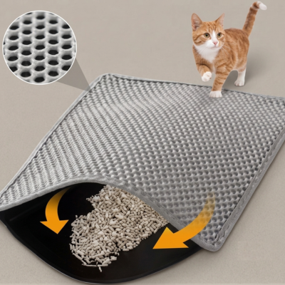 Cat Litter Mat with Honeycomb Design Waterproof & Non-Slip