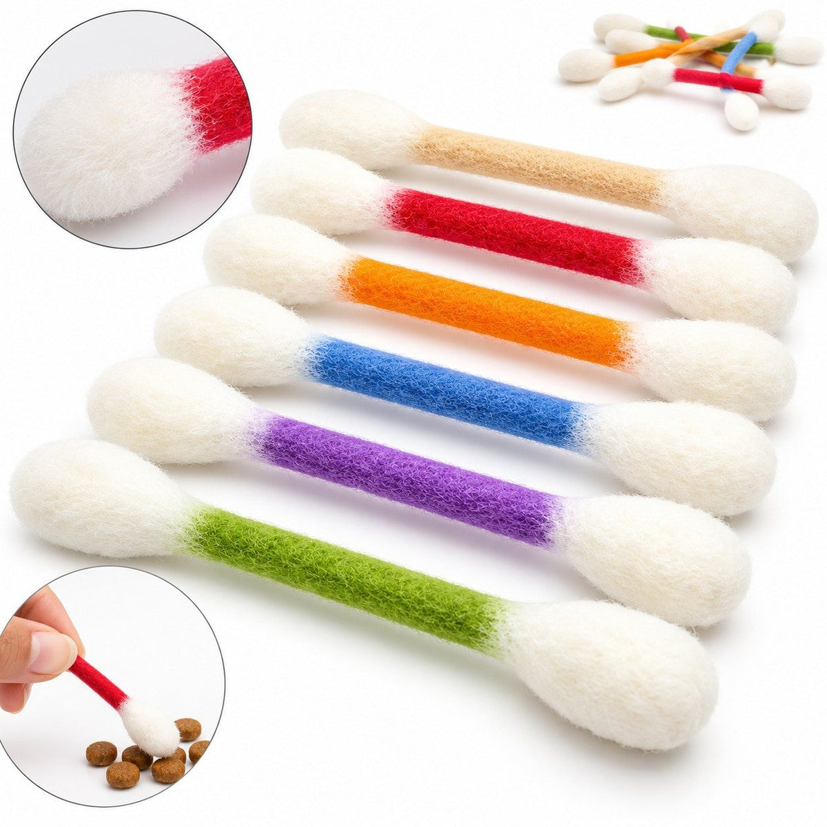 Colorful Cotton Swabs Cat & Dog Toy with Catnip | Giant Qtip Toy