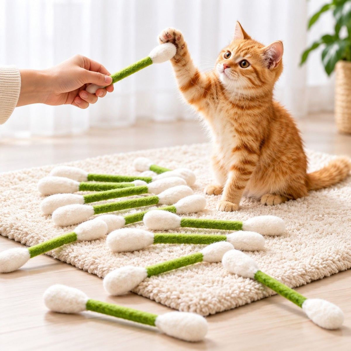 Colorful Cotton Swabs Cat & Dog Toy with Catnip | Giant Qtip Toy