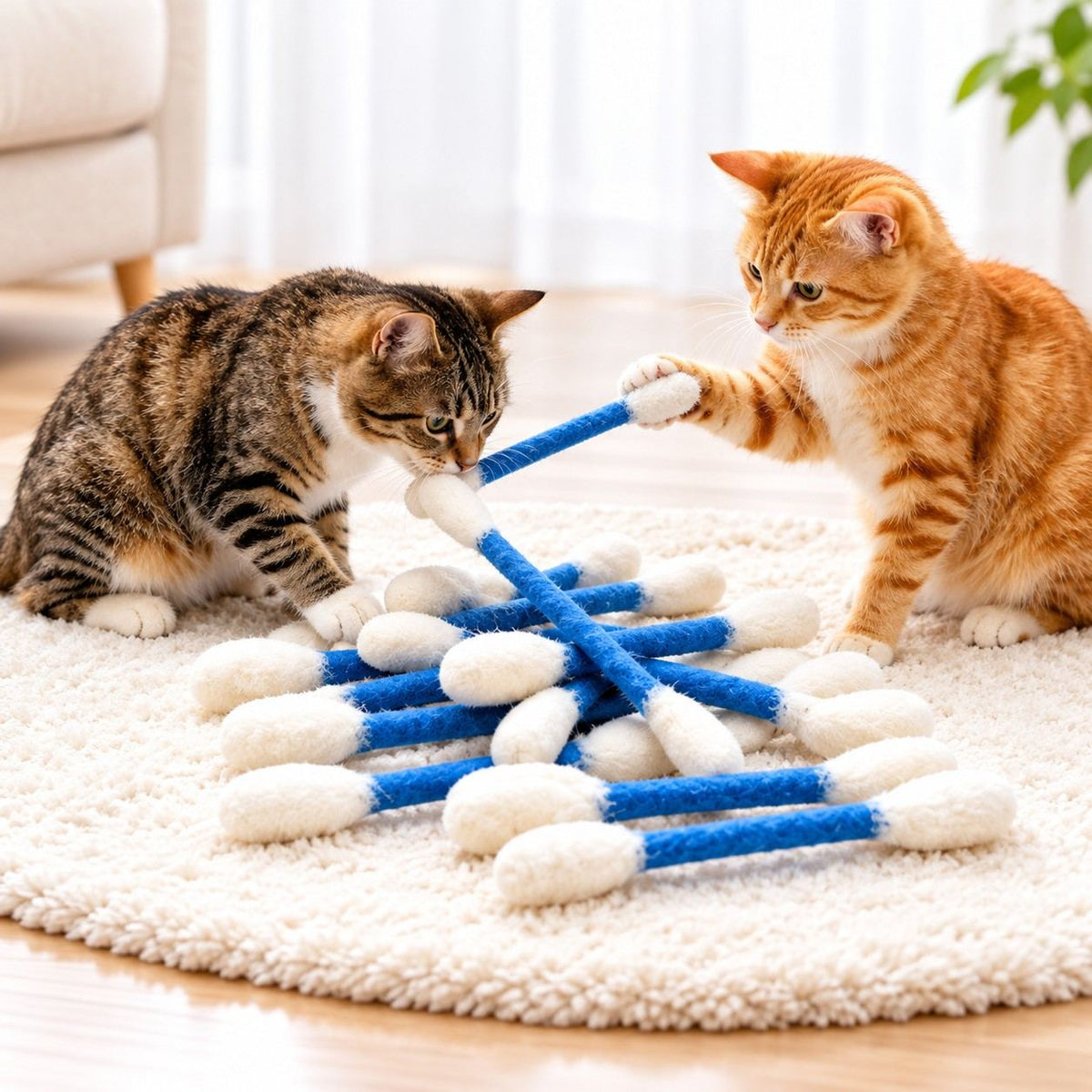 Colorful Cotton Swabs Cat & Dog Toy with Catnip | Giant Qtip Toy