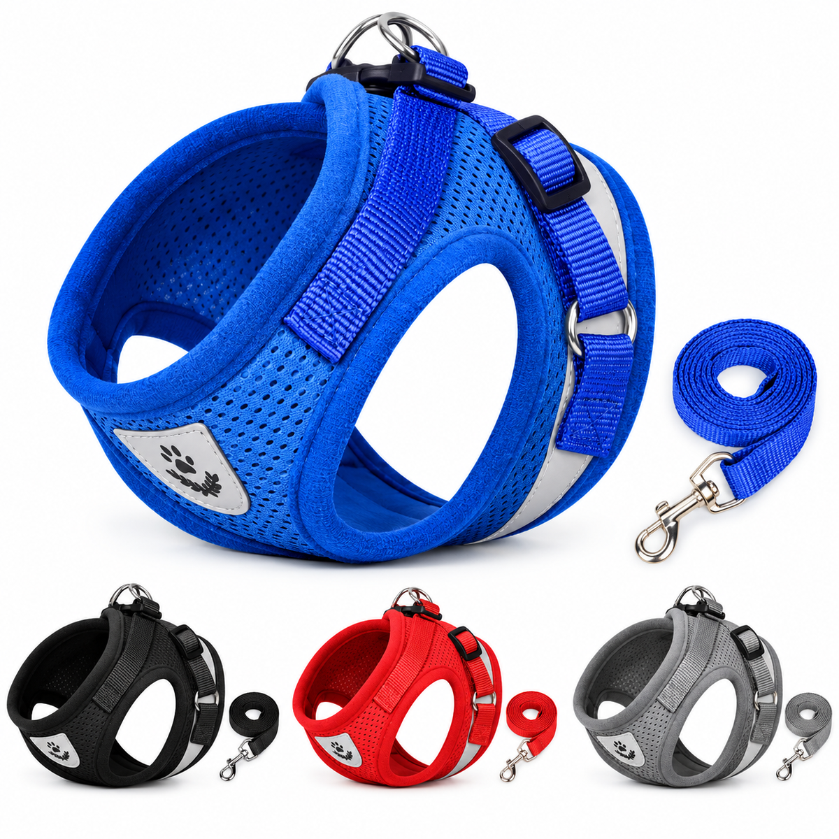 Adjustable Cat & Dog Harness & Leash Set  Reflective Mesh Vest