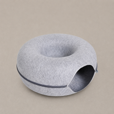 Felt Donut Cat Bed  2-in-1 Cat Cave & Tunnel Bed