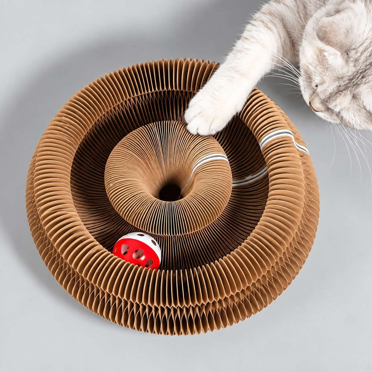 Foldable Cat Scratcher with Bell & Catnip Cardboard Cat Toy