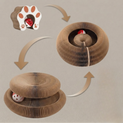 Foldable Cat Scratcher with Bell & Catnip Cardboard Cat Toy