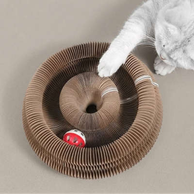 Foldable Cat Scratcher with Bell & Catnip Cardboard Cat Toy