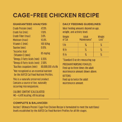 Instinct Ultimate Protein Grain Free Cage Free Chicken Recipe Natural Dry Cat Food, 10 Lb. Bag