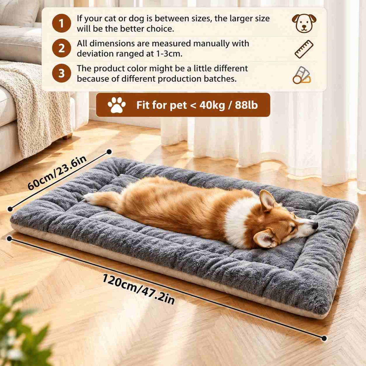 Large Plush Dog Bed – Super Soft Pet Sofa Mat for Dogs & Cats