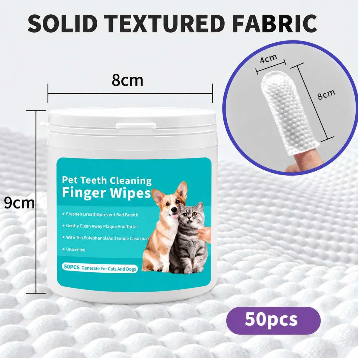 Pet Teeth Cleaning Finger Wipes 50 CountCat Dental Wipes