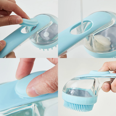 2-in-1 Pet Bath & Grooming Brush with  Soap Dispenser