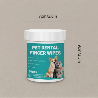 Pet Teeth Cleaning Finger Wipes 50 CountCat Dental Wipes