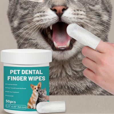 Pet Teeth Cleaning Finger Wipes 50 CountCat Dental Wipes