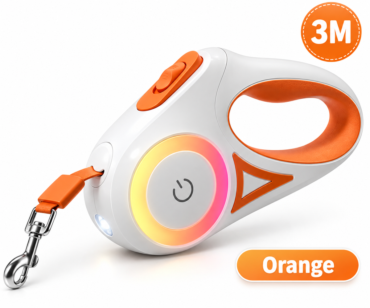 ROJECO LED Retractable Dog Leash – 5M Long Lead for Night Walks & Outdoor Adventures