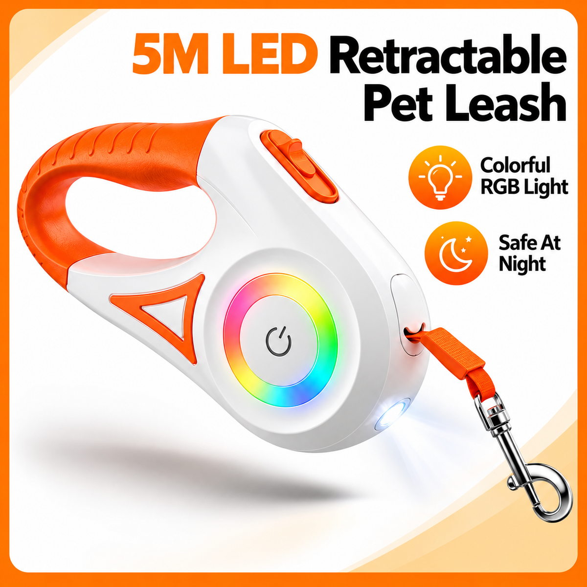 ROJECO LED Retractable Dog Leash – 5M Long Lead for Night Walks & Outdoor Adventures