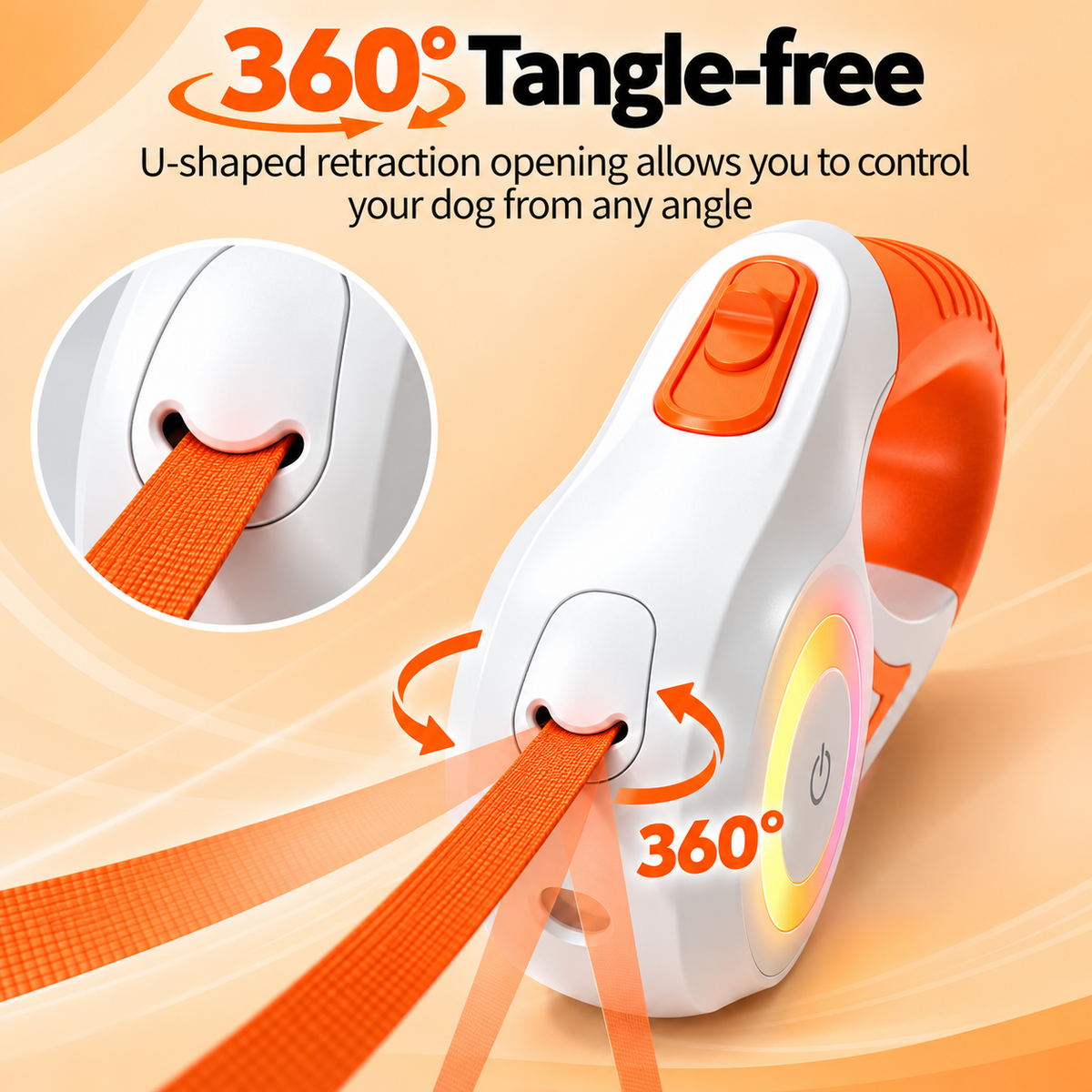 ROJECO LED Retractable Dog Leash – 5M Long Lead for Night Walks & Outdoor Adventures