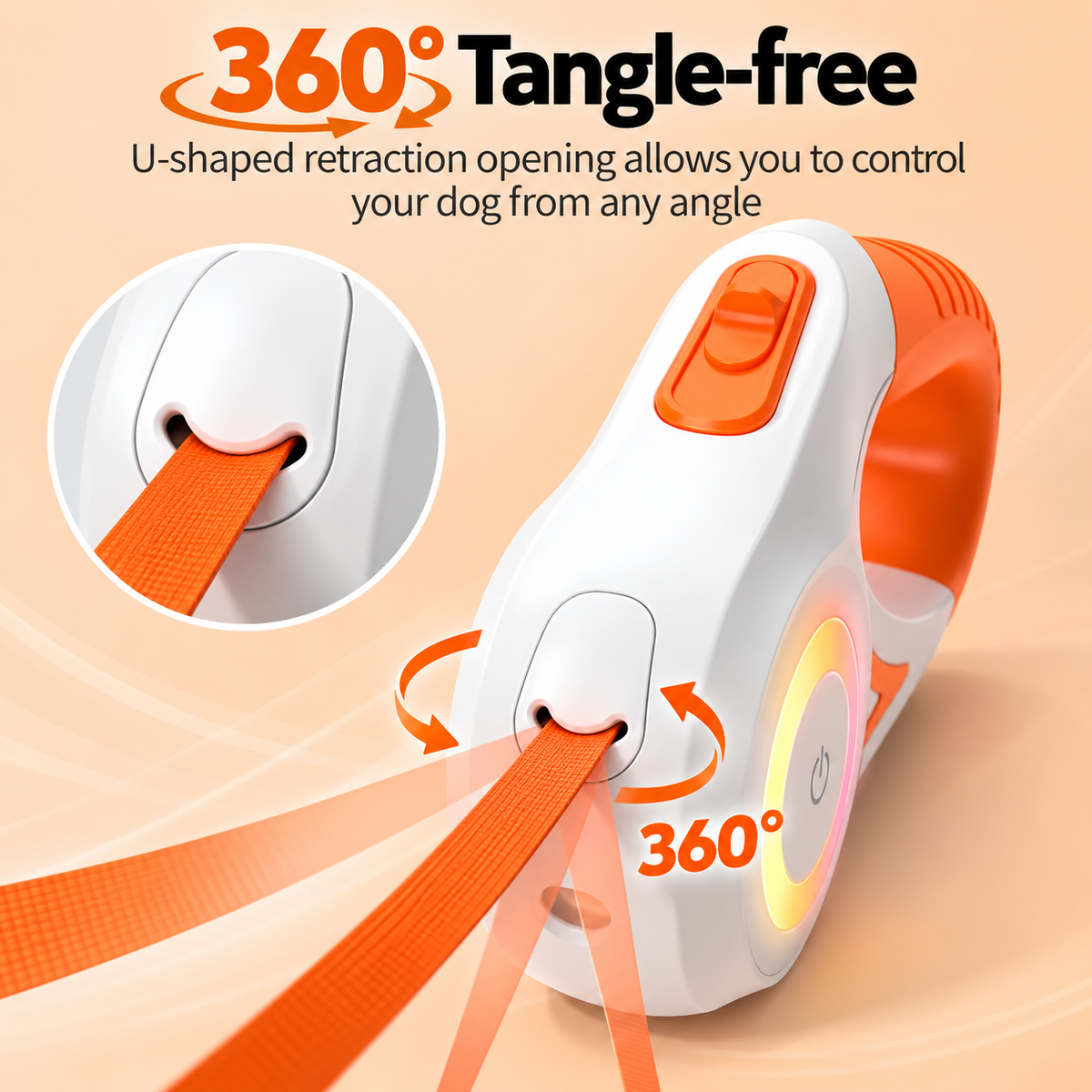 ROJECO LED Retractable Dog Leash – 5M Long Lead for Night Walks & Outdoor Adventures