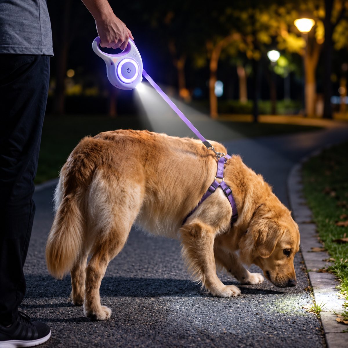 ROJECO LED Retractable Dog Leash – 5M Long Lead for Night Walks & Outdoor Adventures