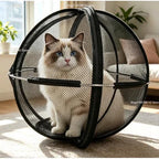 Portable Mesh Ball Cat Cage Enclosure | Lightweight Pop-Up Travel Playpen