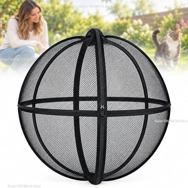 Portable Mesh Ball Cat Cage Enclosure | Lightweight Pop-Up Travel Playpen