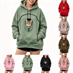 Oversized Fleece Pet Carrier Hoodie with Large Front Cat Pouch