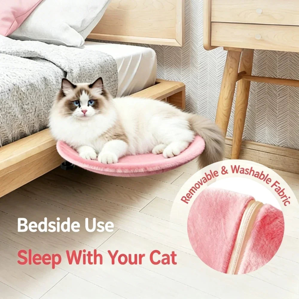 Clamp Cat Hammock Bed | Desk Mounted Soft Plush Perch for Indoor Cats