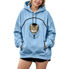 Oversized Fleece Pet Carrier Hoodie with Large Front Cat Pouch