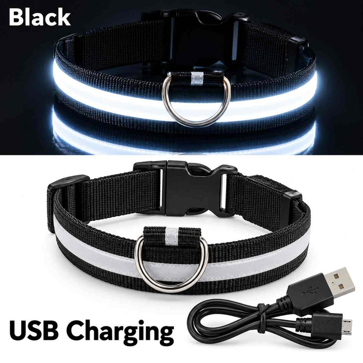 USB Rechargeable LED Safety Collar for Dogs & Cats