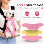 Inspack Dog Backpack Carrier/Cat Carrier, Adjustable Pet Front Carriers Travel Bag for Puppy Medium Dogs, Legs Out, Soft Ventilated Doggie Chest Carry Backpacks for Hiking/Camping, 2.5-4 Lbs, Pink