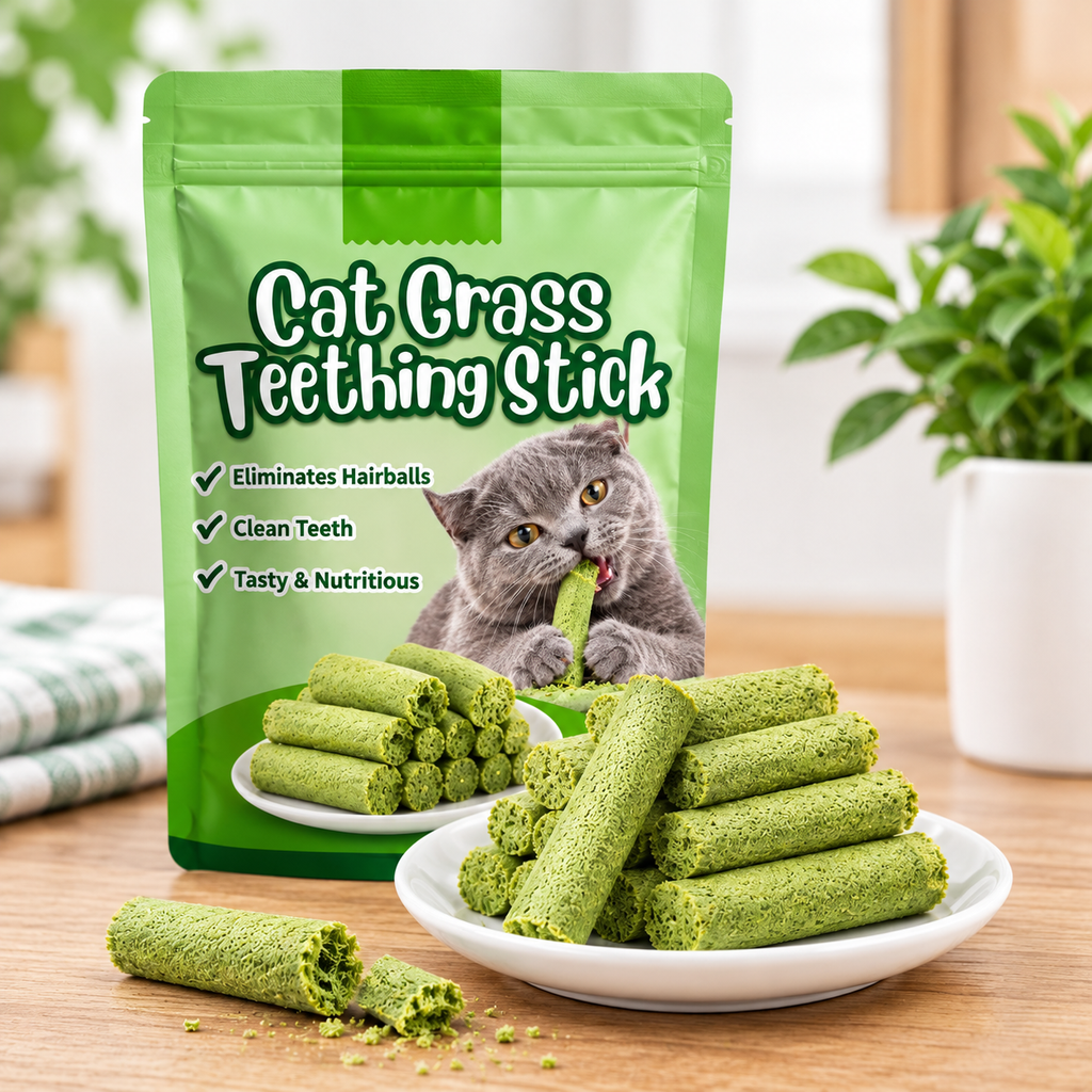 Cat Grass Teething Sticks | Chew Toy & Hairball Support